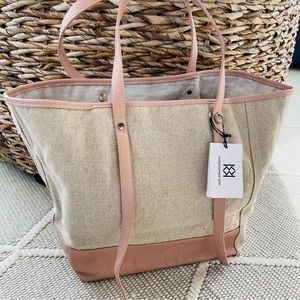 Christopher Kon linen & leather tote